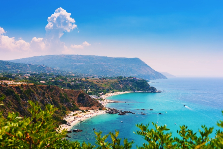 Capo Vaticano,Kalabrien,Italien. Grotticelle Strand.