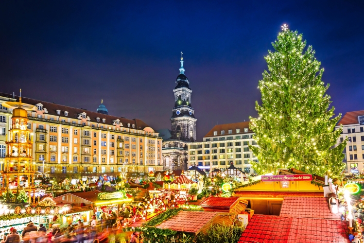 Dresden, Germany -  Striezelmarkt on Christmas