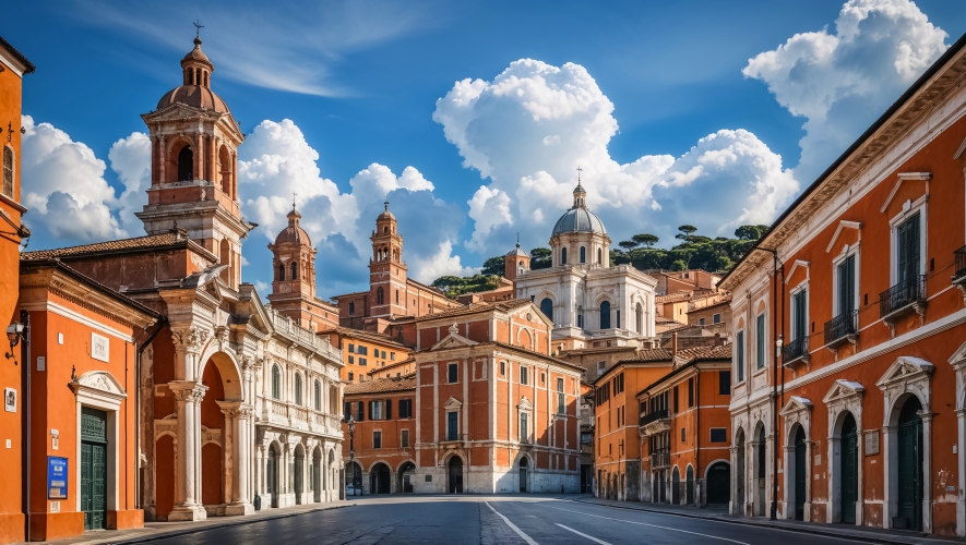 Stunning city of Parma Italy, sunny summer day